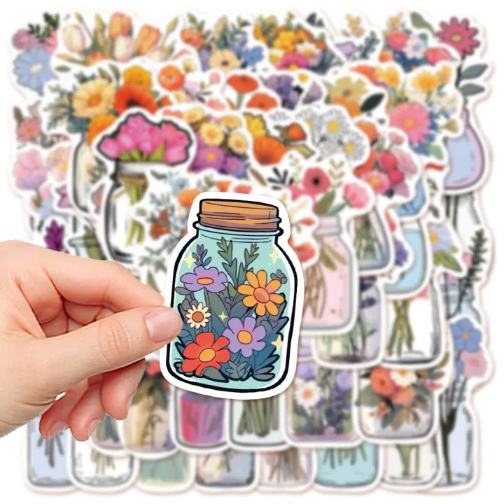 50pcs%20Cute%20Cartoon%20Flower%20Stickers%20Set%20Aesthetic%20DIY%20Decals%20for%20Luggage%20Guitar%20Notebook%20Cartoon%20Bottle%20Design%20Graffiti%20Decoratio%20-%20Image%203