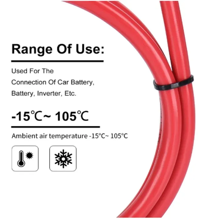 Battery Inverter Cable Set with Terminals 8/6AWG Stranded Copper Cord ...