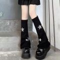 Black White Grey Star Knitted Leg Warmers Winter Warm Cotton Thigh High Stockings Elastic Warm Thigh Knitted Boot Stockings.