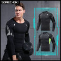 Compression Shirt Men Long Sleeve Printing Sportswear for Men Gym Clothing Running Fitness Training Workout Muscle Top Male. 