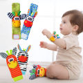 Cartoon Plush Socks Wrist Strap Rattles Baby Toys Newborn Infant Kids Animal Sock Foot Finder Toy Gift Soft Rattle 0-36 Months.