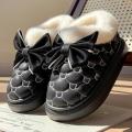 Platform Ankle Boots Female Bowknot Designer Winter Snow Booties Indoor Fluffy Slippers Women House Flats Fashion Footwear Warm. 