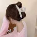 Large Women Fluffy Hair Claw Solid Color Faux Rabbit Fur Shark Clip Soft Warm Barrette Elegant Winter Hair Accessories. 