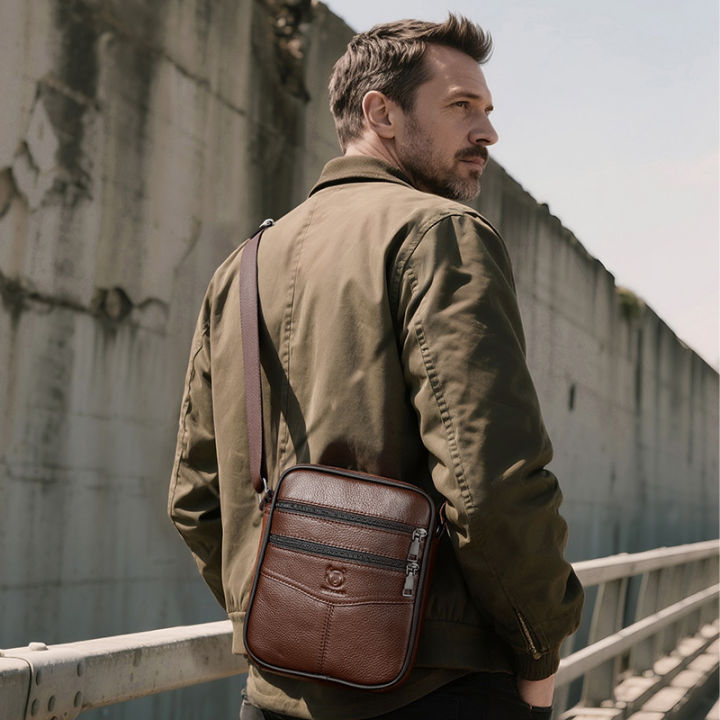 BULLCAPTAIN%20Men's%20leather%20shoulder%20bag%20multifunctional%20and%20high-capacity%20cowhide%20crossbody%20bag%20handbag%20Casual%20Messenger%20Bag%20-%20Image%202