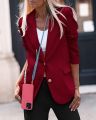 Women's Blazer Autumn Winter Lapel Single-breasted Long-sleeved Pocket Slim Solid Color Suit Jacket New Office Lady.