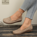 goreyodoly Women Slip On Loafers Wide Fit Comfortable Flats Lightweight Breathable Shoe Perforated Embroidery Print Leather Look.