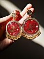 Resin jhumka earrings, customization available in colors and names. 