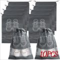 10pcs Shoes Storage Organizer Bags Non-woven Travel Portable Closet Bag Waterproof Pocket Clothing Tranparent Hanging Bag. 