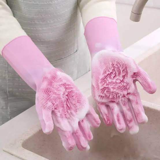 Dishwashing Cleaning Gloves Magic Silicone Rubber Dish Washing Gloves for Household Sponge Scrubber Kitchen Cleaning Tools