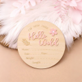 Ylsteed Newborn Photo Prop Wooden Hello World Rabbit Flower Newborn Wooden Hanging prop Cute Birth Board Baby Announcement-HD. 