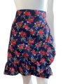 Floral print rayon  knee lenght wrap skirt suited for summer. 