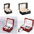 WellZone 2/3 Slots  Promotion Red Wooden/PU Watch Box  With Pillow Leather Wristwatch Display Case Organizer For Holiday . 