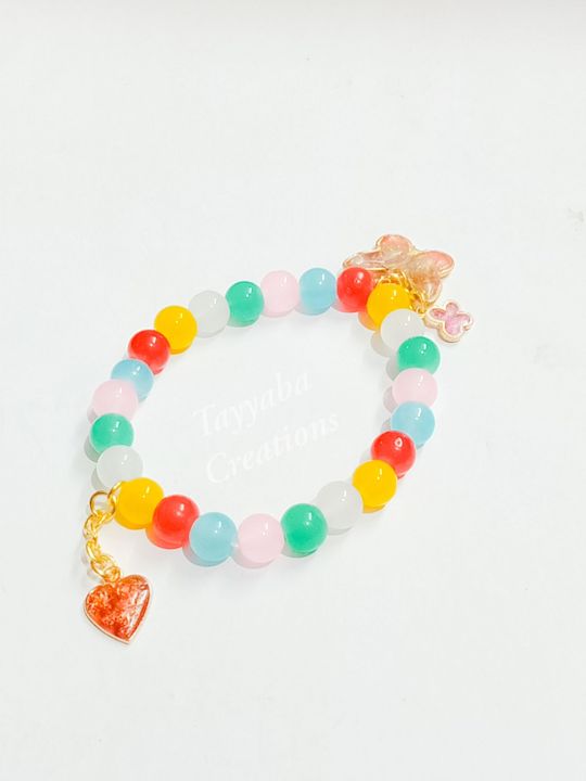 Multicolor Pearl Bracelet with Resin Charms Beautifully Designed