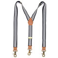 Striped Suspenders with Swivel Hooks Suspender Y Back 3 Clips Adjustable Elastic Trouser Braces Belts Loops for Men Women.