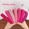 Rose Pink Sponge Headband for Women Temperament Knitted Headband Cute Girl Washing Face Hair Band.