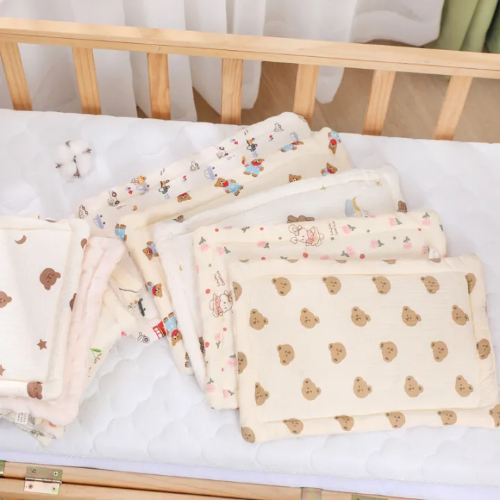 Newborn Pillow Pad Cotton Bean Velvet Cartoon Pattern Flat Pillow Baby Anti Vomiting Pillow Pad Newborn Pillow Pad Cotton Bean V