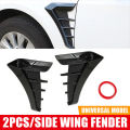 Car Styling Decorative Black Silver Side Vents Air Flow Cover Trim Universal Side Décor(glossy black). 