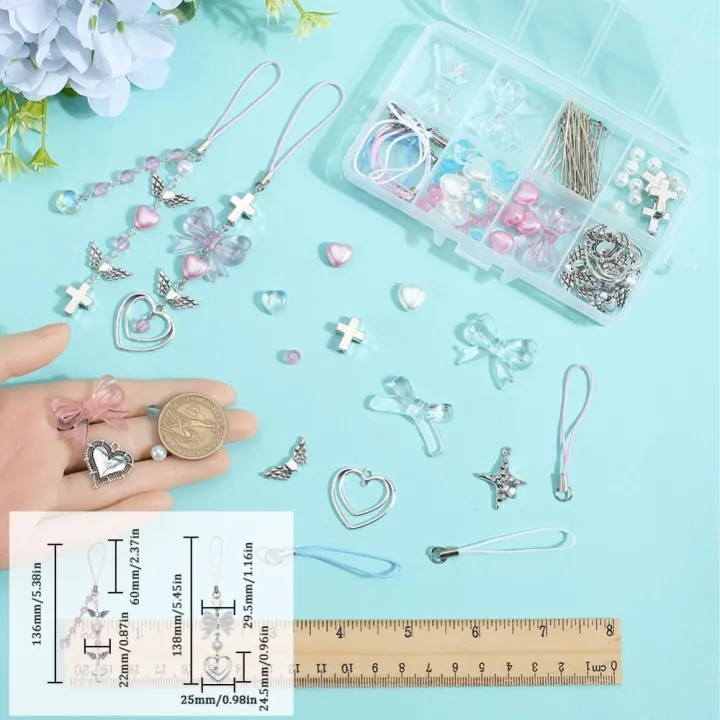 154Pcs%20DIY%208%20Sets%20Phone%20Charm%20Making%20Kit%20Cute%20Bowknot%20Bow%20Knot%20Wing%20Heart%20Beads%20Phone%20Charms%20Phone%20Keychain%20Charm%20Cell%20Phone%20kit%20-%20Image%203
