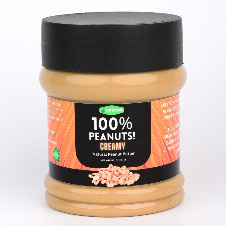 Nutritive 100% Natural Peanut Butter - Creamy 500gm Jar