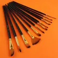 Multi-functional Watercolor Gouache 12 Pcs Short Wood Rod Oil Painting Brush Set Art Tool Beginner Nylon Hair Acrylic Materials. 