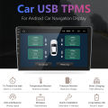 JMCQ USB TPMS Car Tire Pressure Alarm Monitor System For vehicle Android player Temperature Warning with four sensors. 