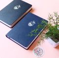 Black or Navy BuJo Potion Sparkle Minimalistic Bullet Journal Notebook Dot grid Diary Dotted pages Holographic Foil on leather journals. 