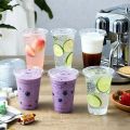 50PCS Disposable Transparent Cups Plastic Cups Lids Transparent Party Weddings Holidays Coffee Milkshakes Cold Drinks.