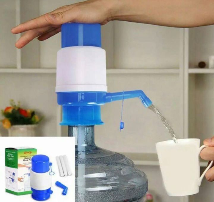 Manual Water Pump for 19 litre cans - Large Bottle - Blue and White