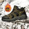 Leather Men Boots Winter Fur Super Warm Snow Boots Men Winter Work Casual Shoes Sneakers High Top Rubber Ankle Boots. 