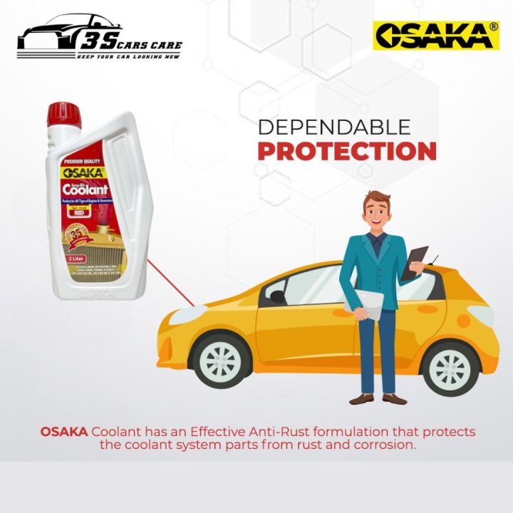 Fast Prevention Radiator OSAKA Premium Radiator Coolant 2L - High Grade Red (Automotive Grade ...