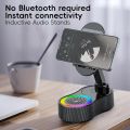 Portable Smart Induction Speaker Mobile Phone Holder Adjustable RGB Light Wireless Bluetooth Speaker Phone Reverse Charging.