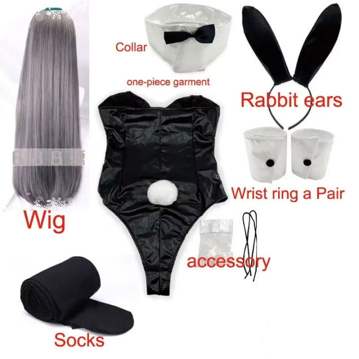 Bunny Girl Sakurajima Mai Cosplay Costume for Girls Halloween Funny Costume Black Stockings High Heels lenceria sensual mujer