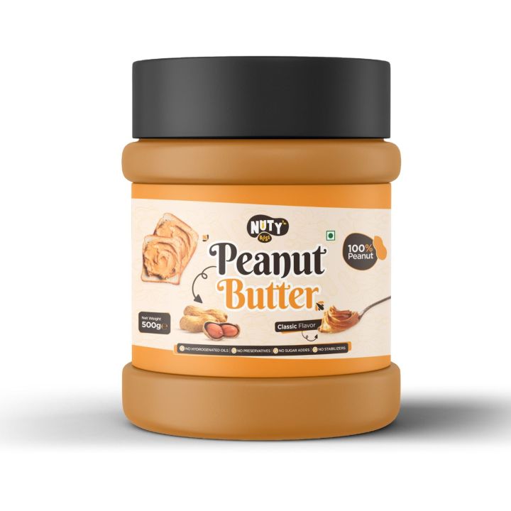 Peanut Butter Smooth 500g Large Jar, 100% Organic, No preservatives added, No white sugar, No Exes Oil or Butter Added