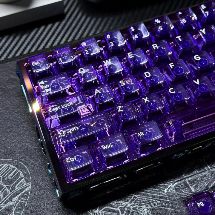 Purple Transparent Clear Keycaps Crystal Ceramic Pc Keycap Rgb Shine ...