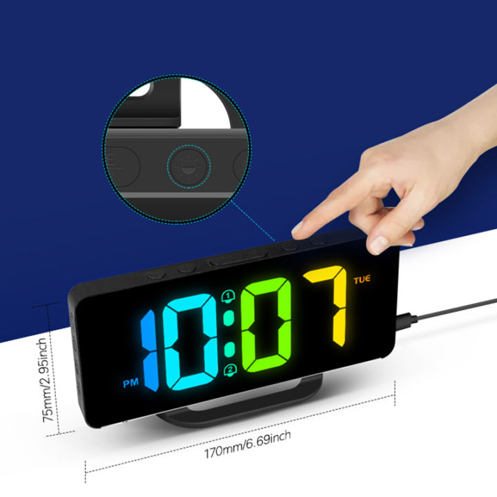 Digital%20Alarm%20Clock%20Desk/Wall%20Dimmable%20Electronic%20Clock%20with%20RGB%20Atmosphere%20Night%20Light%20%20Rainbow%20Time%20USB%20Charger%20Week%20Display%20-%20Image%205