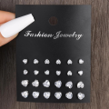 12pairs Fashionable Minimalist Cubic Zirconia Sparkly Earrings，Suitable For Holidays, Parties, Dates, , Everyday Wear. 
