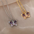 Zircon Butterfly Pendant Necklace For Women Gold Color Stainless Steel Necklaces Couple Aesthetic Jewelry Freeshipping Items BFF. 