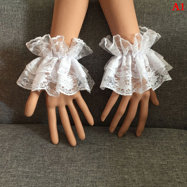 Lolita%20Hand%20Sleeve%20Wrist%20Cuffs%20Ruffled%20Floral%20Black%20Lace%20Elastic%20Bracelet%20Elegant%20Ladies%20Short%20Lace%20Gloves%20Halloween%20-%20Image%202