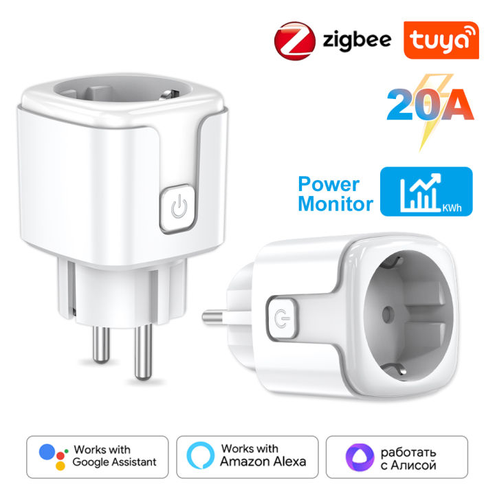 Zigbee3.0 Smart Socket European Plug 20A with Power Metering Alexa ...