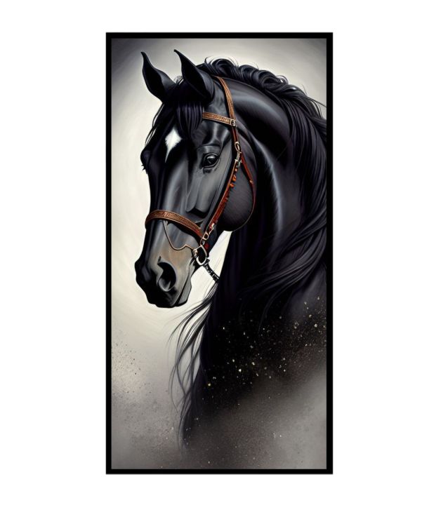 One%20Horse%20Running%20Wall%20Art%20Frame%2010x18%20Inch%20Digital%20Reprint%20with%20Wooden%20Frame%20for%20Home%20and%20Office%20Decor%20-%20Image%202