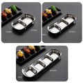 Stainless Steel Divided Dip Bowls Sauce Plate Seasoning Dipping Condiment Tray for BBQ Vinegar Spice Ketchup Salt Sugar Flavor. 