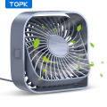 TOPK Mini Portable Fan USB Desk Fan Table Strong Airflow &Quiet Operation 3 Speed Wind 360°Rotatable Standing fans for room Home. 