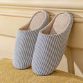 Simple Striped Home Slippers Men's Spring and Autumn Indoor Wooden Floor Bedroom Silent Comfortable Japanese Style Home Shoes.