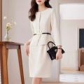 Women's Professional Dresses Suits, Women's Slim Temperament, Hip Dress Skirts, Hosts, Hotel Office Lady Overalls with Belt.