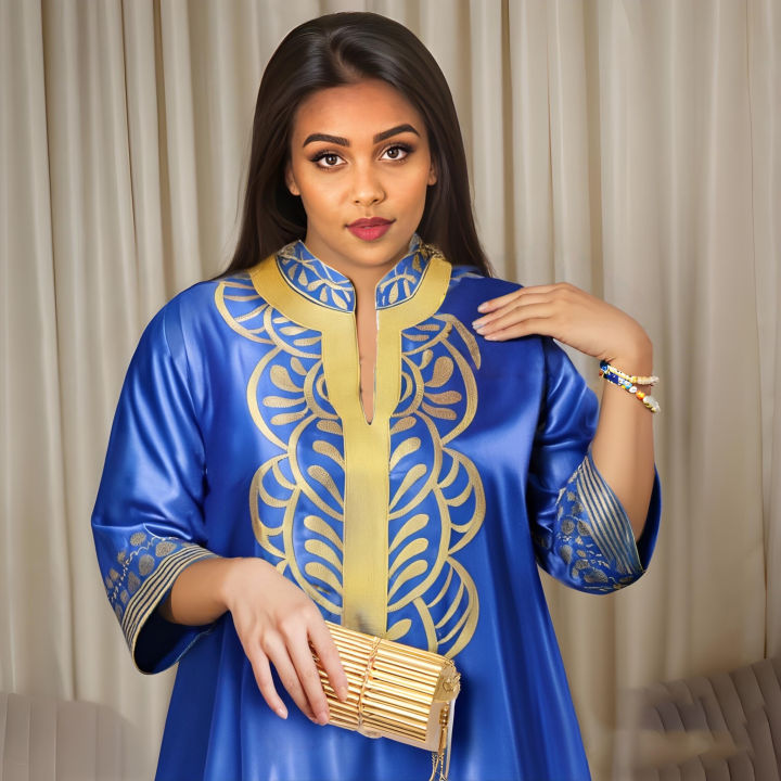 African Attire For Women Abaya Embroidery Plus Size Elegant Party Church Dress