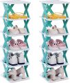 5 Tier Shoe Rack,Adjustable Shoe Rack,Multi Tier Foldable Shoe Organizer Rack Multifunctional Storage Free Standing Shoe Shelf,Multi Tier Shoe Rack Suit for Closet,Hallway Blue.