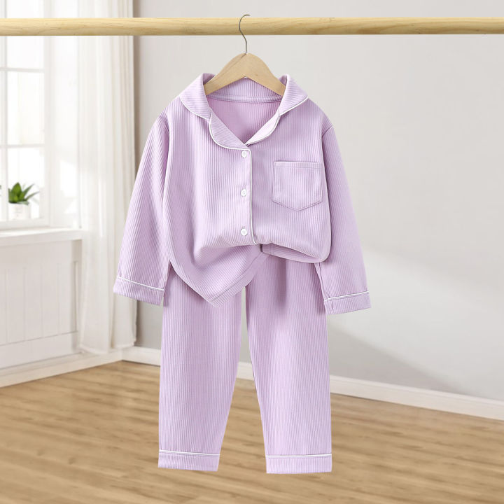 Children%20Cotton%20Underwear%20Set%20Boy%20Baby%20Clothe%20Girl%20Button%20Down%20Sleepwear%20Loungewear%20Spring%20Fall%20Kid%20Long%20Sleeve%20Pajama%202pcs%20Suit%20-%20Image%203