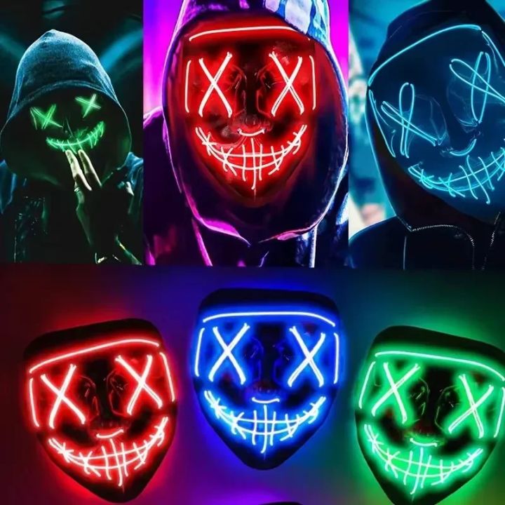 Led Purge Mask Horror Home Decor Masque Masquerade Party Cosplay Masks Fiesta Halloween Masks of Terror Glowing Led Masker Adult
