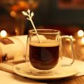 6pcs/Set Long Handle 7.4-Inch Leaf Teaspoons Gold Stainless Steel Coffee stirring spoon Kitchen Tools.
