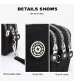 Solid Color Coin Purse Women Handbag Small Wallet Wrinkle Fabric Phone Purse Three Zippers Portable Makeup Bag. 